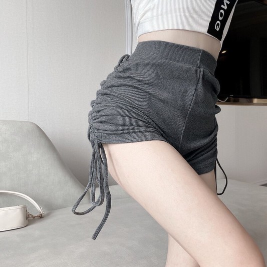 高腰休闲直筒抽绳短裤